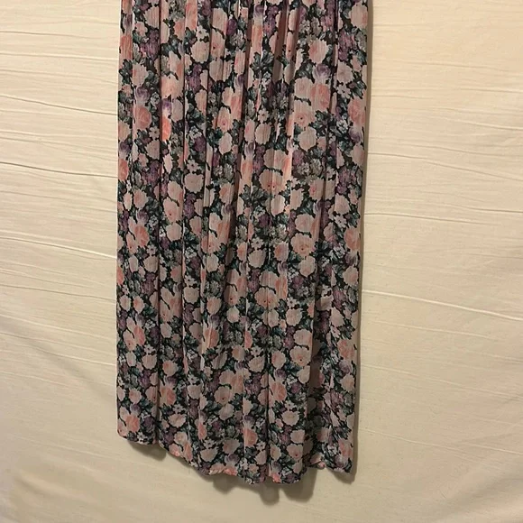 Colorful Pastel Floral Maxi Ruched Sundress w/ Puffed Sleeves Size Small - Picture 4 of 9